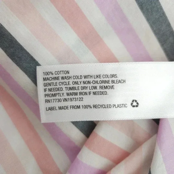 Universal Thread Shirt Striped Short Sleeve Boxy Collared V Neck Popover Top - Picture 6 of 7